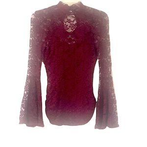 Almost Famous Lace Top with Cami and Bell Sleeves Sz Sm